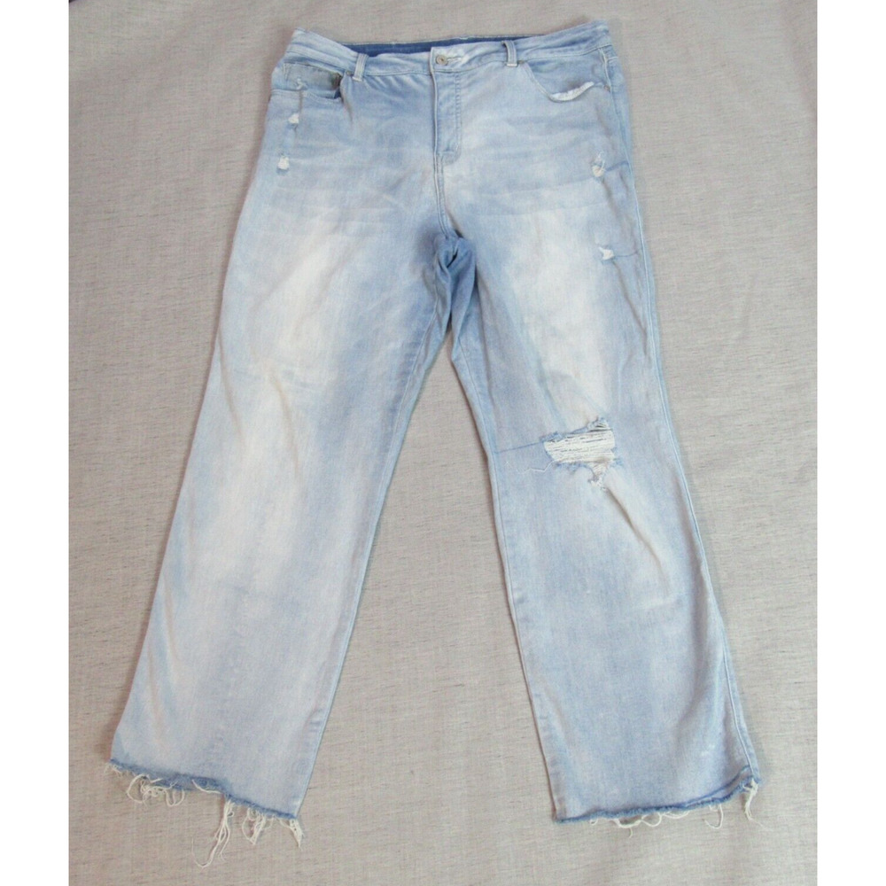 Soundstyle Jeans Womens Size 16 Blue Denim Distressed Straight Leg Grunge Punk